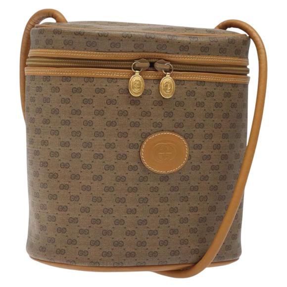 GUCCI Micro GG Supreme Shoulder Bag PVC Beige Gold Auth 126100 - Picture 1 of 16